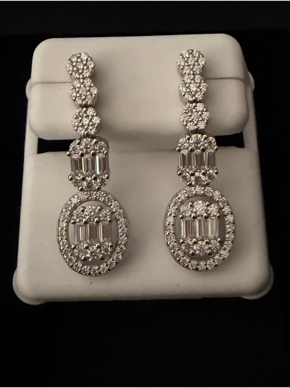 3.0 CTW Stamped .925 Sterling Silver Moissanite Luxury Sparkle Dangle Earrings - Picture 2 of 6
